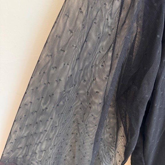 Sanctuary Midnight Hour Black Mock Neck Sheer Sleeve Swiss Dot Women Size S Mesh - Picture 6 of 12